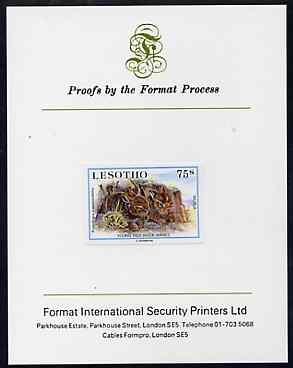 Lesotho 1984 Young Natal Red Hares 75s (from Baby Animals issue) imperf proof mounted on Format International proof card, as SG 614