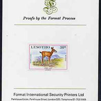 Lesotho 1984 Oribi Calf 30s (from Baby Animals issue) imperf proof mounted on Format International proof card, as SG 613