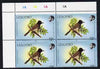 Lesotho 1988 Birds 12s Red-Eyed Bulbul with superb 2mm misplacement of horiz perfs, SG 795var unmounted mint plate block of 4 from top right of sheet showing perfs passing through value, upper two stamps with white strip at top and missing the date