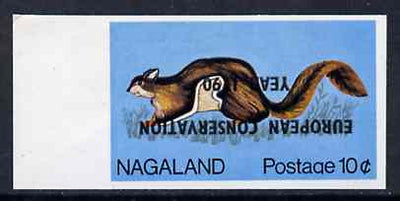 Nagaland 1970 European Conservation Year opt INVERTED on 1969 Squirrel 10c imperf unmounted mint*