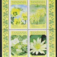 Tanzania 1986 Flowers unmounted mint perf colour proof of m/sheet in blue & yellow only (SG MS 478)