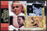 Timor 2004 Film Stars perf sheetlet containing 4 values (Marilyn, Chaplin, Disney & Brigitte Bardot) unmounted mint