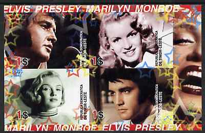 Timor 2004 Elvis Presley & Marilyn Monroe #01 imperf sheetlet containing 4 values unmounted mint