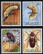 Tonga - Niuafo'ou 1991 Beetles & Grubs perf set of 4 opt'd SPECIMEN unmounted mint, as SG 157-60