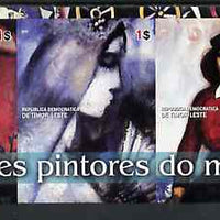 Timor 2004 Great Painters of the World - Chagal imperf sheetlet containing 3 values unmounted mint