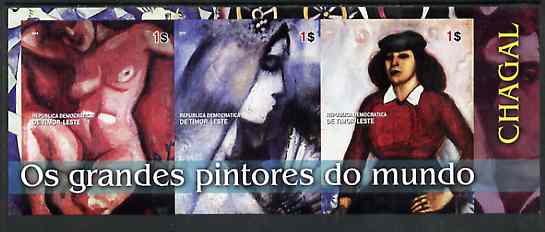 Timor 2004 Great Painters of the World - Chagal imperf sheetlet containing 3 values unmounted mint