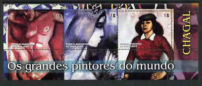 Timor 2004 Great Painters of the World - Chagal perf sheetlet containing 3 values unmounted mint