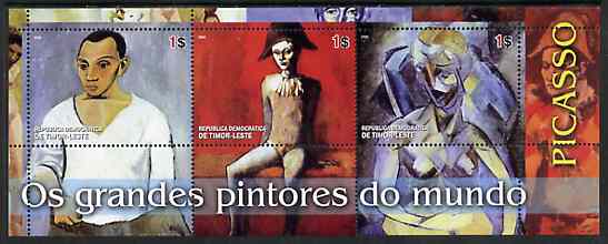 Timor 2004 Great Painters of the World - Picasso perf sheetlet containing 3 values unmounted mint