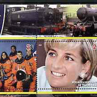 Timor 2004 Commemorating World Greats #03 perf sheetlet containing 2 values (Space Crew & Diana) unmounted mint