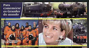 Timor 2004 Commemorating World Greats #03 perf sheetlet containing 2 values (Space Crew & Diana) unmounted mint