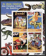 Timor 2004 Classics from the USA #01 imperf sheetlet containing 4 values (Bambi, Mickey Mouse & Pin-ups) unmounted mint