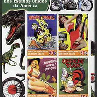 Timor 2004 Classics from the USA #03 imperf sheetlet containing 4 values (Disney Beach Picnic & Pin-ups) unmounted mint