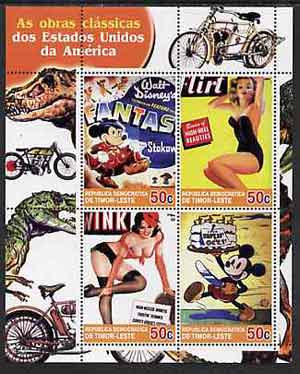 Timor 2004 Classics from the USA #04 perf sheetlet containing 4 values (Fantasia & Pin-ups) unmounted mint