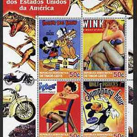 Timor 2004 Classics from the USA #05 perf sheetlet containing 4 values (Disney Dog Show, Symphony Hour & Pin-ups) unmounted mint