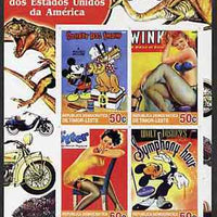 Timor 2004 Classics from the USA #05 imperf sheetlet containing 4 values (Disney Dog Show, Symphony Hour & Pin-ups) unmounted mint