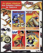 Timor 2004 Classics from the USA #05 imperf sheetlet containing 4 values (Disney Dog Show, Symphony Hour & Pin-ups) unmounted mint
