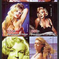 Congo 2004 The Nude Star - Marilyn Monroe & Brigitte Bardot perf sheetlet containing 4 values unmounted mint