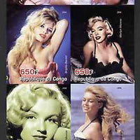 Congo 2004 The Nude Star - Marilyn Monroe & Brigitte Bardot imperf sheetlet containing 4 values unmounted mint