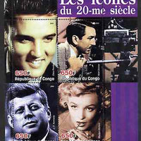 Congo 2004 Icons of the 20th Century #03 perf sheetlet containing 4 values (Elvis, Disney, JFK & Marilyn) unmounted mint