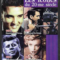 Congo 2004 Icons of the 20th Century #03 imperf sheetlet containing 4 values (Elvis, Disney, JFK & Marilyn) unmounted mint