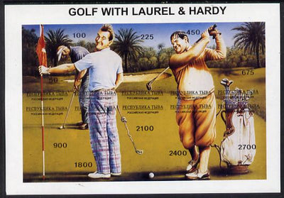 Touva 1995 Golf with Laurel & Hardy composite sheet containing complete imperf set of 10 unmounted mint