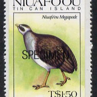 Tonga - Niuafo'ou 1984 Wildlife & Nature Reserve self-adhesive T$1.50 (Megapode) opt'd SPECIMEN, as SG 45 unmounted mint