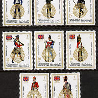 Manama 1972 Lions Clubs opts on Uniforms perf set of 8 unmounted mint, Mi 824-31A