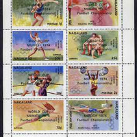 Nagaland 1974 World Cup Football opt'd on 1972 Munich Olympic Games perf sheetlet containing complete set of 8 values unmounted mint
