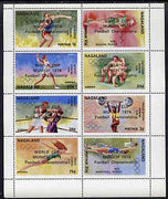 Nagaland 1974 World Cup Football opt'd on 1972 Munich Olympic Games perf sheetlet containing complete set of 8 values unmounted mint