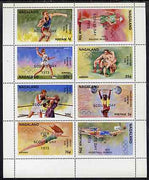 Nagaland 1973 Scouts Day opt'd on 1972 Munich Olympic Games perf sheetlet containing complete set of 8 values unmounted mint