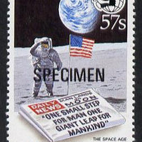 Tonga - Niuafo'ou 1989 EXPO '89 Stamp Exhibition opt'd SPECIMEN in black (Man on Moon & Newspaper) unmounted mint, as SG 131