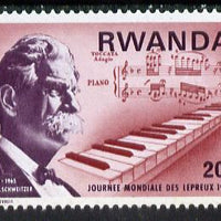 Rwanda 1976 Dr Schweitzer & Piano keyboard & Music Score 20c from World Leprosy set, SG 709 unmounted mint*