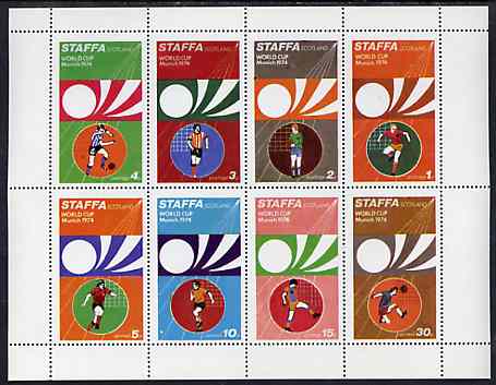 Staffa 1974 Football World Cup perf sheetlet containing set of 8 values unmounted mint