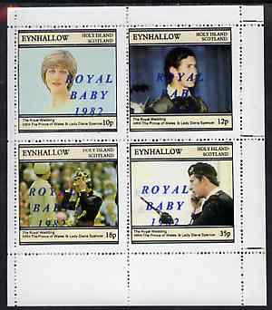 Eynhallow 1982 Royal Baby opt on Royal Wedding perf sheetlet containing set of 4 values unmounted mint