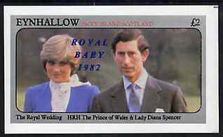 Eynhallow 1982 Royal Baby opt on Royal Wedding imperf deluxe sheet (£2 value) unmounted mint