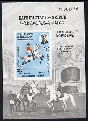 Aden - Kathiri 1967 Spanish Horse Riding School imperf m/sheet unmounted mint Mi BL 10B