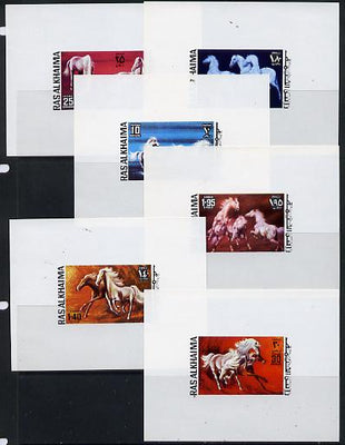 Ras Al Khaima 1972 Horses set of 6 deluxe miniature sheets each unmounted mint