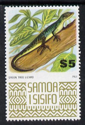 Samoa 1972-76 Green Lizard $5 from def set unmounted mint, SG 399c*