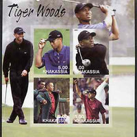 Chakasia 2001 Tiger Woods imperf sheetlet containing 4 values complete unmounted mint