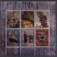 Abkhazia 1998 White Star Line - Titanic perf sheetlet containing set of 6 values printed on metallic foil unmounted mint