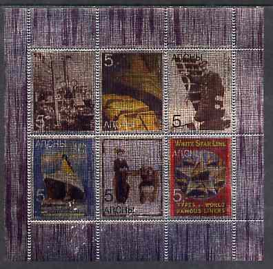 Abkhazia 1998 White Star Line - Titanic perf sheetlet containing set of 6 values printed on metallic foil unmounted mint
