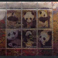 Chakasia 2000 Giant Pandas perf sheetlet containing set of 6 values printed on metallic foil unmounted mint