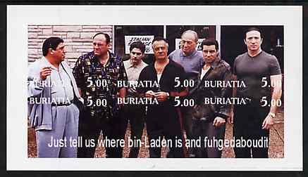Buriatia Republic 2001 The Sopranos (TV Gangsters) imperf sheetlet containing set of 6 values unmounted mint