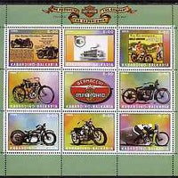 Kabardino-Balkaria Republic 1999 Harley Davidson Motorcycles perf sheetlet containing set of 9 values unmounted mint