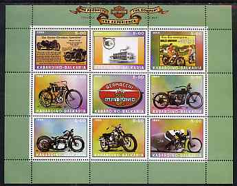 Kabardino-Balkaria Republic 1999 Harley Davidson Motorcycles perf sheetlet containing set of 9 values unmounted mint
