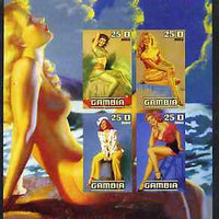 Gambia 2003 Pin-up Art of Earl Moran imperf sheetlet containing 4 values, unmounted mint