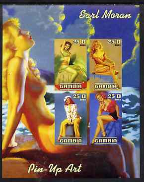 Gambia 2003 Pin-up Art of Earl Moran imperf sheetlet containing 4 values, unmounted mint