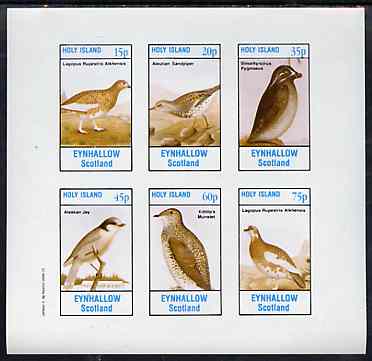 Eynhallow 1982 Birds #46 (Jay, Sandpiper, Auklet, etc) imperf set of 6 values unmounted mint