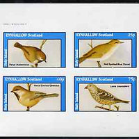 Eynhallow 1982 Birds #47 imperf set of 4 values (value omitted from upper left stamp) unmounted mint