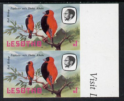 Lesotho 1981 Red Bishop M1 def in unmounted mint imperf pair* (SG 448)